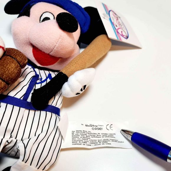 Mickey Mouse Baseball Disney Store Company Plush Beanie Baby Stuff Toy Vintage - Picture 2 of 6